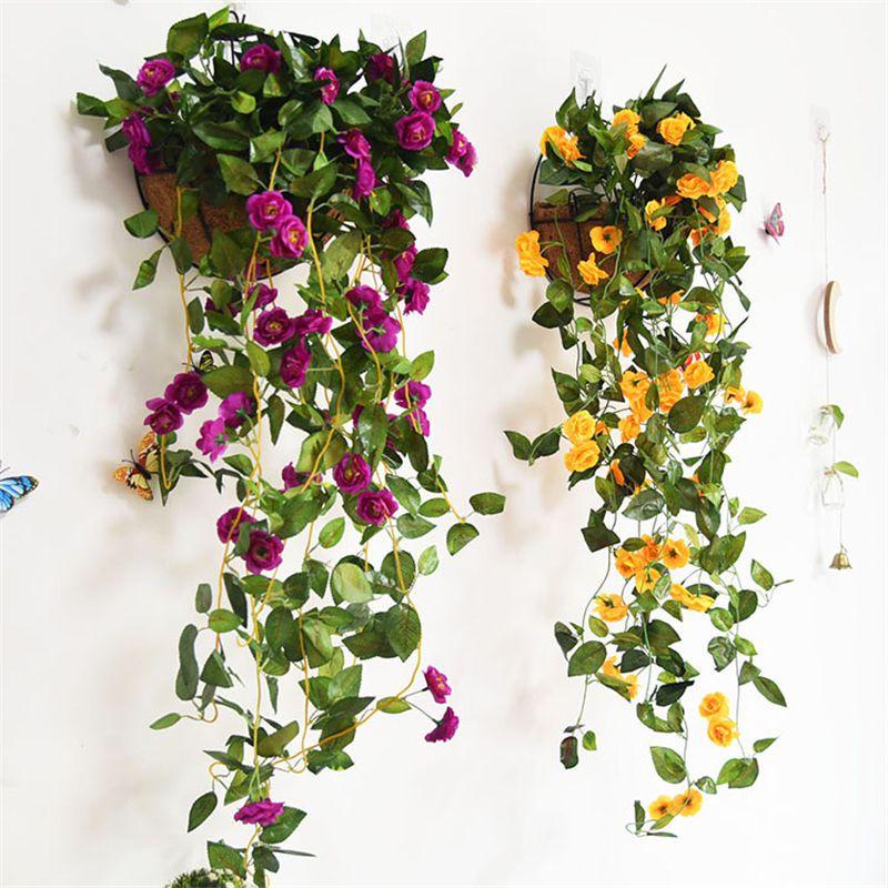 100cm Artificial Flowers Silk Rose Fake Garland Vine Ivy Plant Leaves For Elegant Home Decor