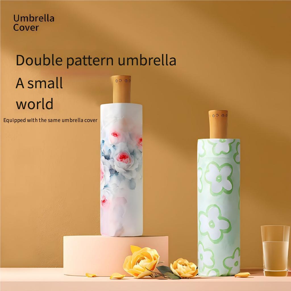 Three-Fold 8-Bone Double-Layer Double-Flower Vinyl Sun Protection Umbrella Uv Protection For Women Sun And Rain Dual-Purpose Sun