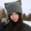 Bow Knitted Pullover Hat Sweet Cool Winter Wool Hat Windproof Cat Ears Beanie Hat  Winter