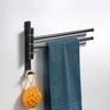Towel Holder Rack Stainless Steel Swivel Towel Bar Hanger Movable Foldable Wall Mount Towel Rail Black Bathroom Storage
