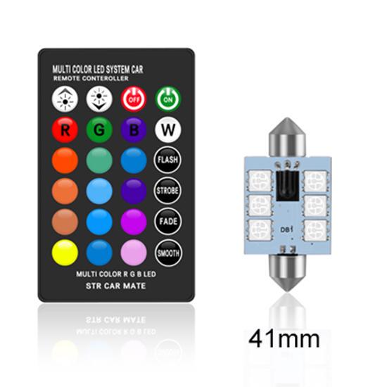 C5W LED RGB Festoon 31mm 36mm 39mm 42mm Car Interior Lights with Remote Control Multicolor Dome Light Reading Lamp Auto 12V