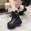 Обувь для женщин 2024 года, модные женские ботинки на шнуровке, зимние, с круглым носком, из бархата, сохраняющие тепло, на платформе, с толстым каблуком, короткие ботинки-бочонки