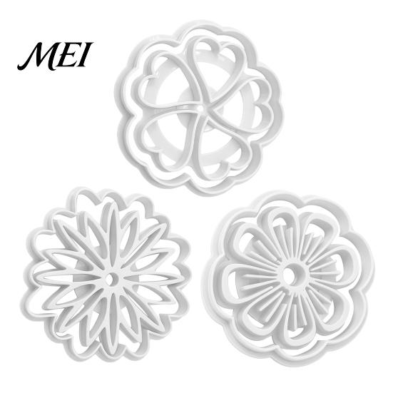 Decorative Snack Making Supplies 3D Printed Flower Cookie Cutter, Petal Patterns Safe PLA Mold, Plastic Pasta Cutter Reusable DIY Clay Crafts