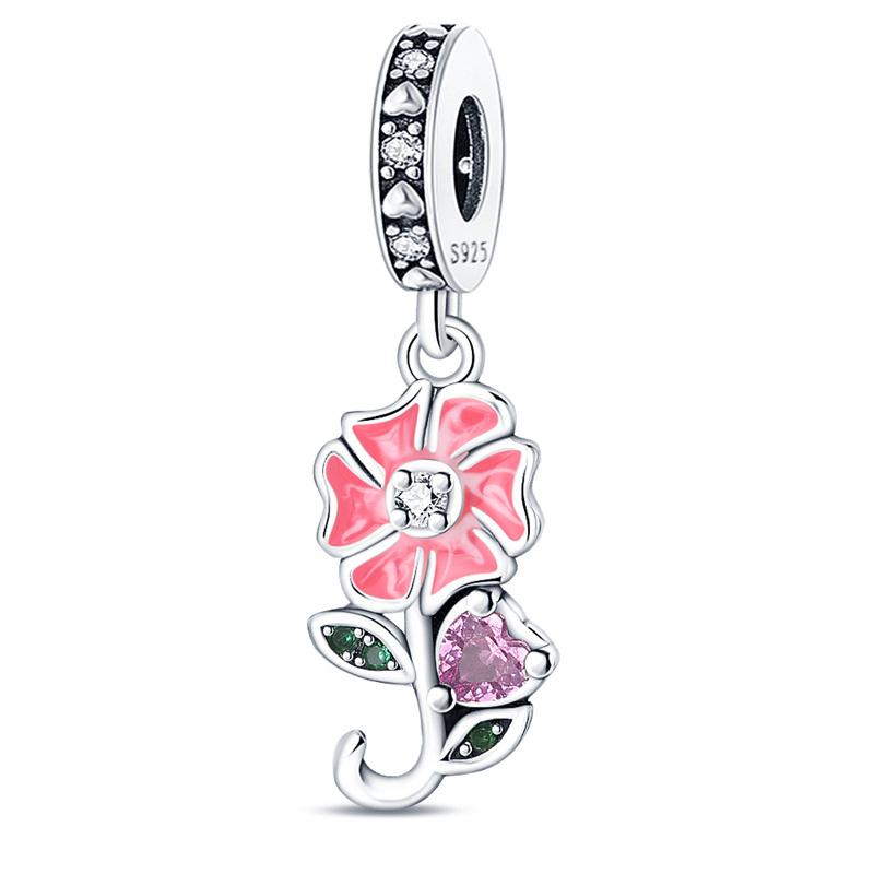925 Silver Sunflower Butterfly Flower Heart Charm for 3mm DIY Bracelet, Beautifully Beaded DIY Fashion Maker Gifts