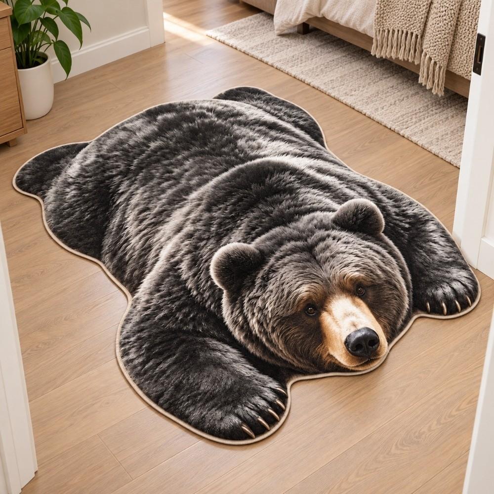 Non Slip Bear Shape Area Rug Lifelike Bear Pattern Carpet New Animal Shaped Floor Mat Livingroom