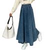 ORWZDCO Деним Плюс Идеально для Повседневной Зимы Женская Юбка, Длинная, Расклешенная, А-силуэта, С высокой талией, Размер, Облегающая, Стильная, Стройнящая ноги, Удобная,