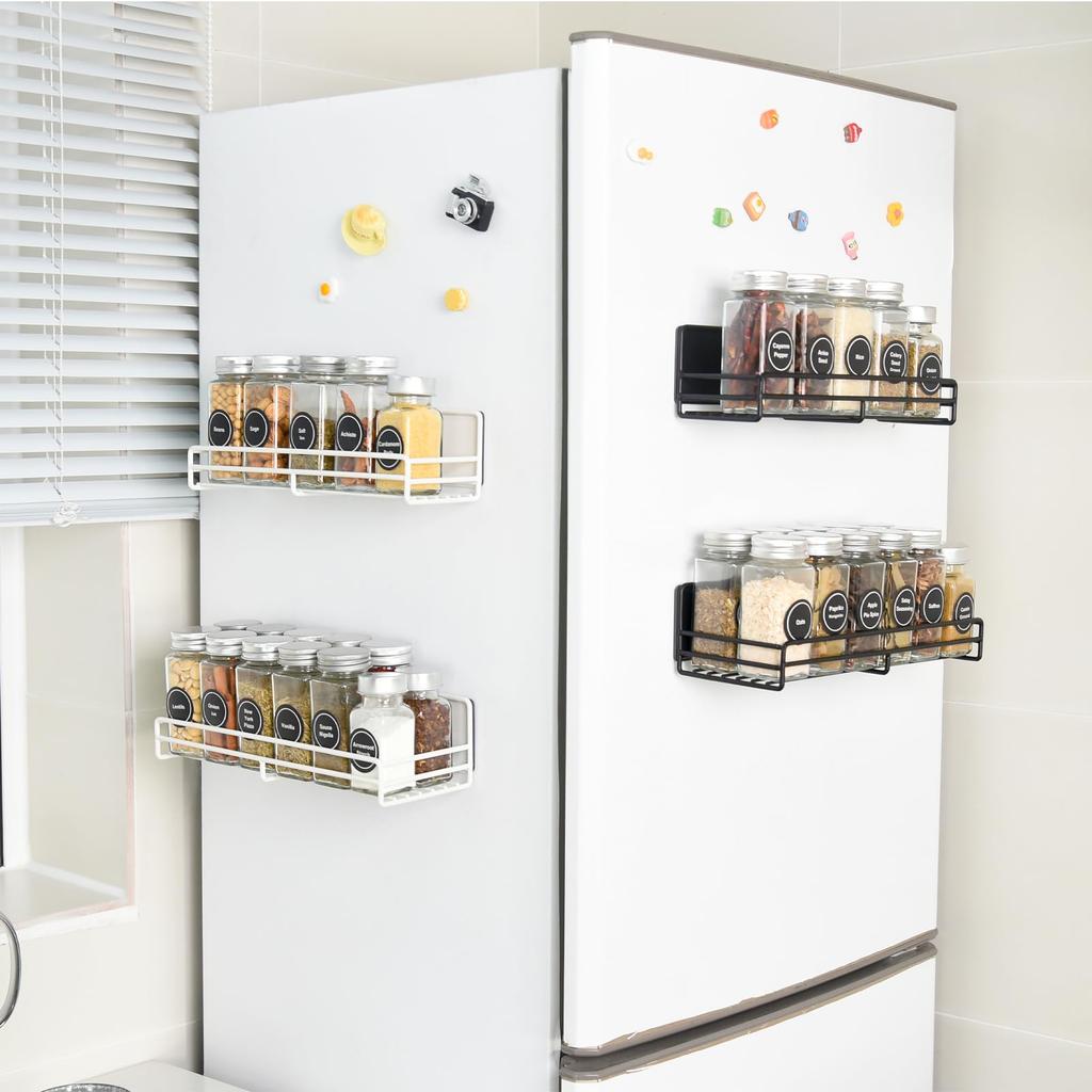 Set of 2 Magnetic Bathroom Racks for Bathroom, Washroom, and Kitchen Storage (White)