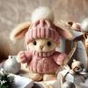 Mini Bunny Hug Easter Gift Plush Stuffed Rabbit Doll with Knitted Hat And Pom Pom Pocket Emotional Support Animal with Gift Box Inspirational Card
