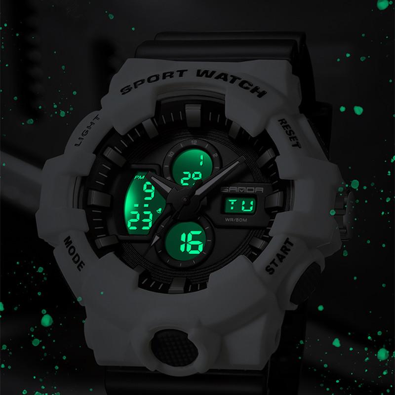Новые мужские молодежные студенческие часы SANDA, модные трендовые светящиеся персонализированные электронные часы для занятий спортом на открытом воздухе