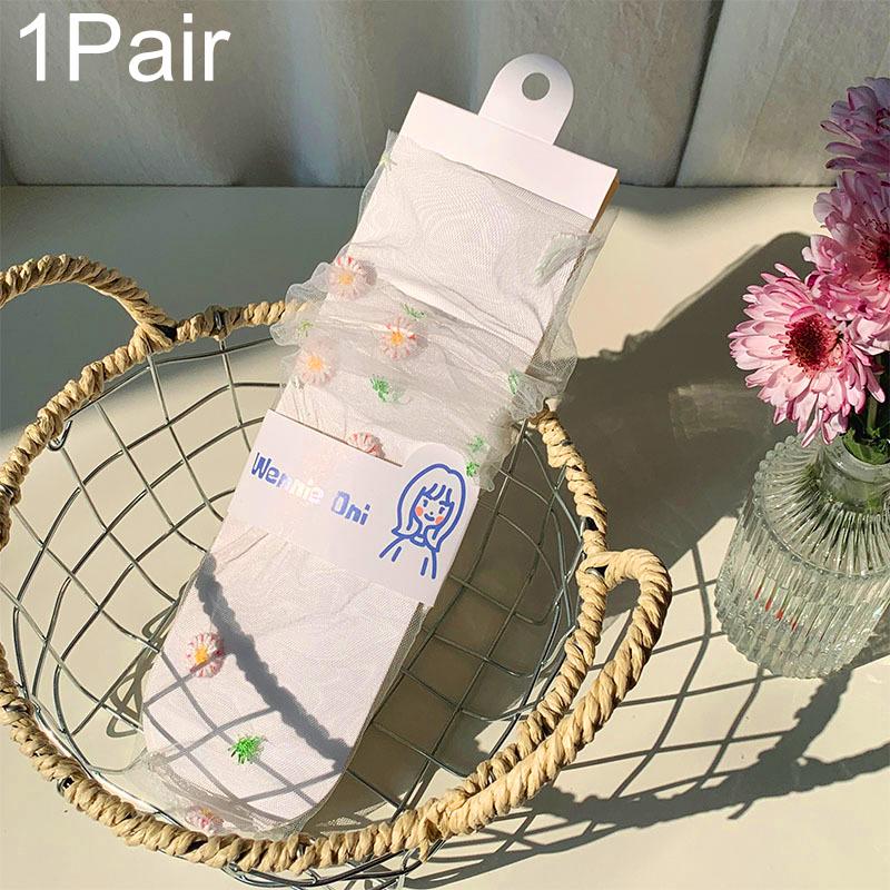 1 пара средних цилиндрических корейских носков Fairyism Mesh Daisy, ультратонкие носки с впитывающим пот ворсом