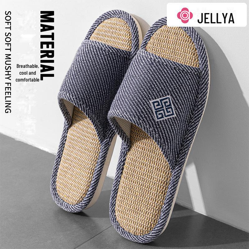 Льняные тапочки Jieliya 2024 Unisex - Бесшумный домашний хлопок для всех сезонов