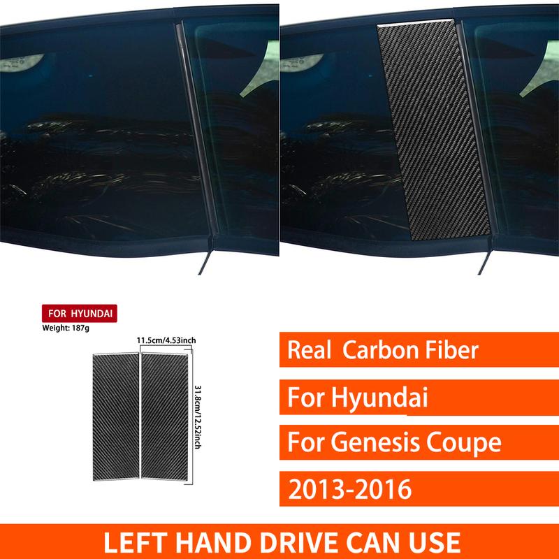 For Hyundai Genesis Coupe 2013-2016 Real Carbon Fiber Stickers Door B-pillar Panel Cover Car Accessories Interior decorative