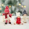 Christmas Ski Girl Doll Handmade Knitted Hat Clothes Reusable Xmas Tree Hanging Gnome Decoration Ornament Pendant Party Holiday Festival Gift