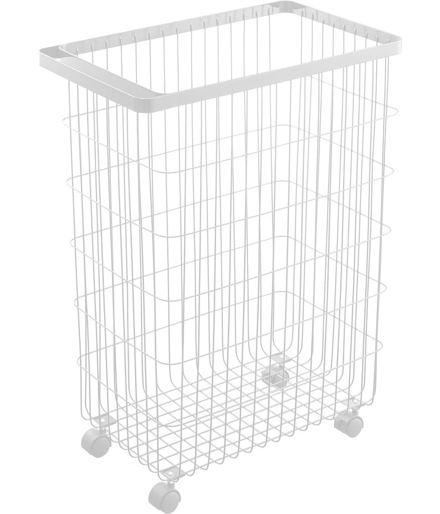 Yamazaki Jitsugyo Laundry Basket with Casters White Approx. W28 X D46.5 X H61cm Tower Laundry Basket Large Capacity 4776