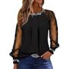 Women's Round Neck Highlight Mesh Sleeves Blouses Plus Size T-Shirt