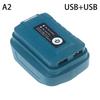 Адаптер Power Bank со светодиодной подсветкой для аккумулятора Mak 14.4V/18V Li-Ion, USB+Type-C конвертер со светодиодной лампой для Mak Bl1830 Bl1430 Bl1850
