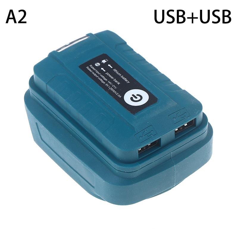 Адаптер Power Bank со светодиодной подсветкой для аккумулятора Mak 14.4V/18V Li-Ion, USB+Type-C конвертер со светодиодной лампой для Mak Bl1830 Bl1430 Bl1850