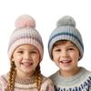 New boys and girls color matching knitted hats winter warm and plush children's hairball hats pullover hat manufacturers
