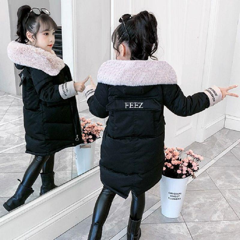 Winter Warm Plus Cotton Padded Down Padded Jacket Girls Winter Padded Jacket Padded Children's Mid-length Padded Jacket Jacket