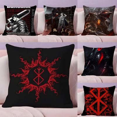 Подушка с изображением из манги/аниме BERSERK, шелковистый короткий плюш, с потайной молнией, пылезащитная наволочка для диванной подушки, для домашнего декора