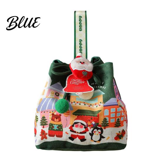 Christmas Small Gifts Drawstring Gift Bag with Handle Reusable Canvas for Packaging Bags Present Xmas Candy Goodie Treat Pouch Holiday Party
