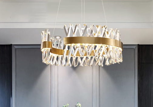 Amsterdam - Chandelier 60 cm, LED ring 118 W, Brushed Brass, K9 Gold Crystal