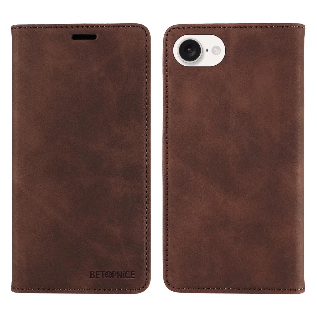 BETOPNICE 003 For iPhone 16e Wallet Case RFID Blocking Leather+TPU Shockproof Phone Shell