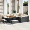 vidaXL 12-piece Garden Sofa Set with Cushions Black Poly Rattan Acacia 3361905