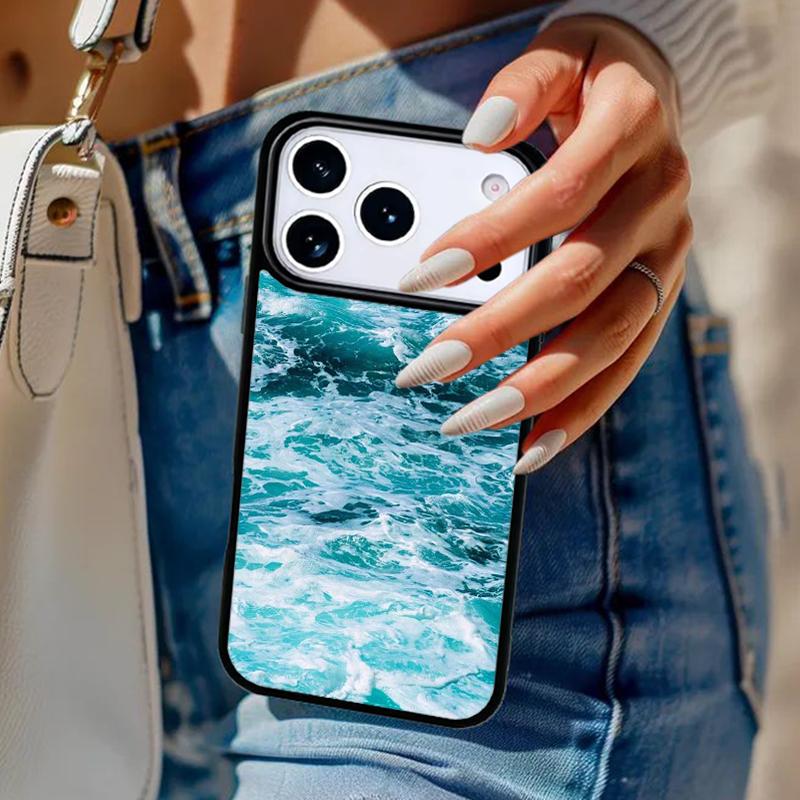 Синие Морские Волны Чехол для Телефона iPhone 17 Air 14 15 13 12 Max Чехол Для Apple 14 15 16 16e 11 Pro Max Plus Coque