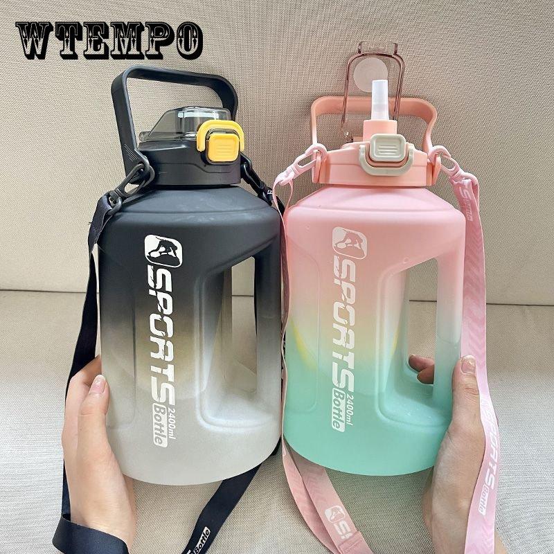2 Liter Sports Water Bottle with Scale Big Large Capacity Fitness Kettle Outdoor Gradient Plastic Portable Reusable Water Bottle