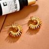2026 Avant-Garde Heavy Metal Scale Stud Earrings - Unique C-Shaped Radiating Geometric Earrings for Women Industrial Style Jewelry