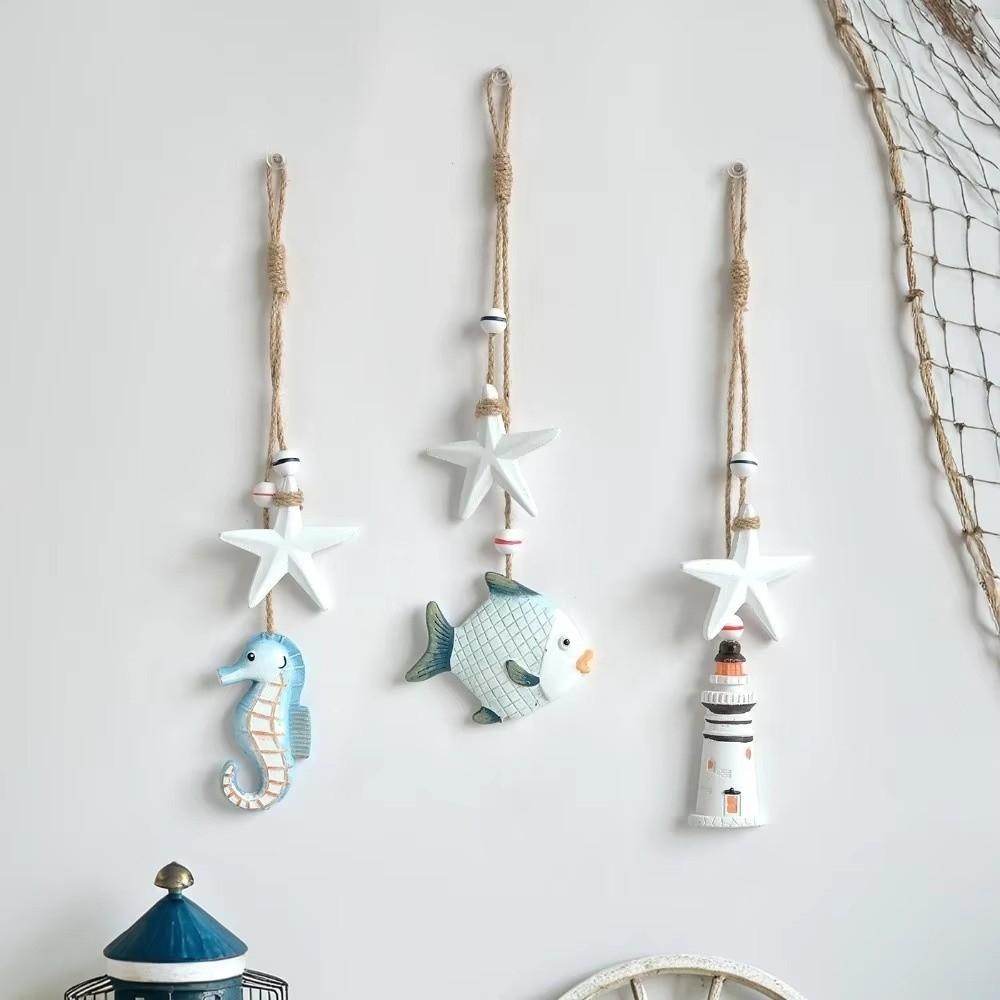 Jute Rope Wooden Pendant Mediterranean Sea Series Nautical Ornament Home Decoration