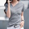 NaVaVa Women Cross BuTTon V Neck ShorT sleeVe T shirT nT2450