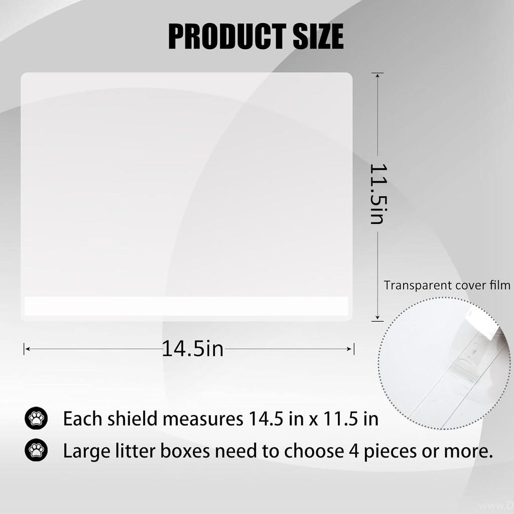 3PCS Cat Litter Box Pee Shields,Transparent Easy Clean Splash Guard for Open Top Litter Pan 14.5×11.5in- Litter Box Not Included(3PC)