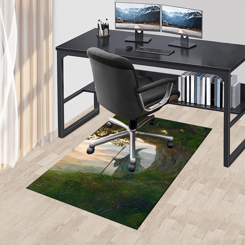 Wizard,Lord of the Rings Polyester Office Carpet Chair Mats, Home Decor Dormitory Floor Protector with Anti-Skid Backing, Large Area Coverag