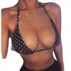 Сетка флэш алмазная блузка прыгающая прозрачная сексуальная грудь обертывание жилет для женщин