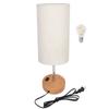 Touch Control Table Lamp Metal and Cloth USB Charging Three Gear LED Nightstand Lamp with Wood