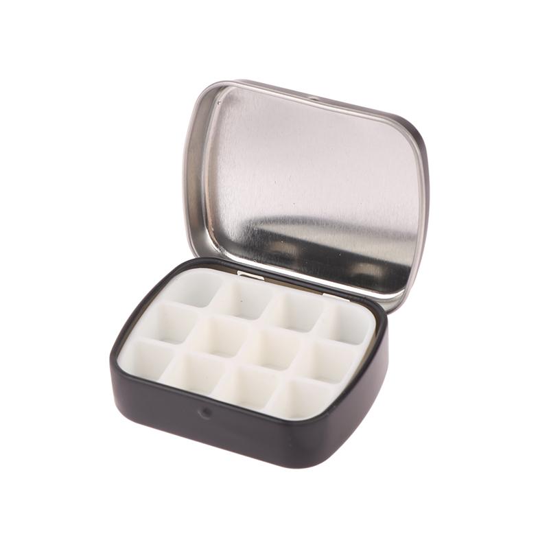 12 ячеек Мини-палитра для акварельных красок с крышкой, дорожная портативная пустая жестяная коробка для акварели, металлический поднос для рисования, художественные принадлежности