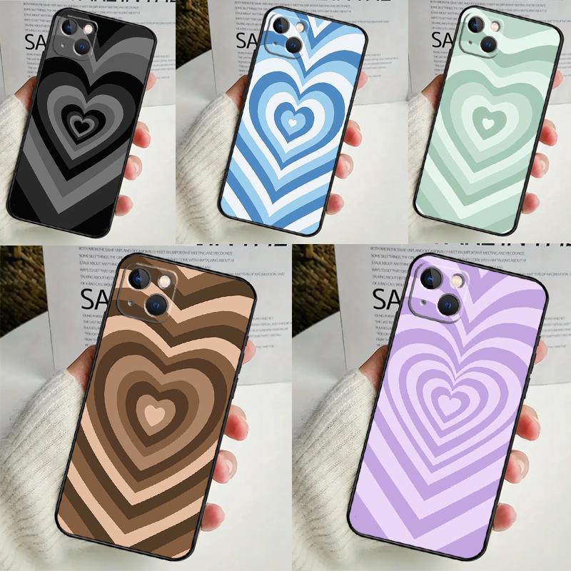 Красочный чехол для телефона с сердечками и кругами любви для iPhone 16 15 14 13 12 11 Pro Max Mini X XR XS Max 7 8 Plus Задняя крышка