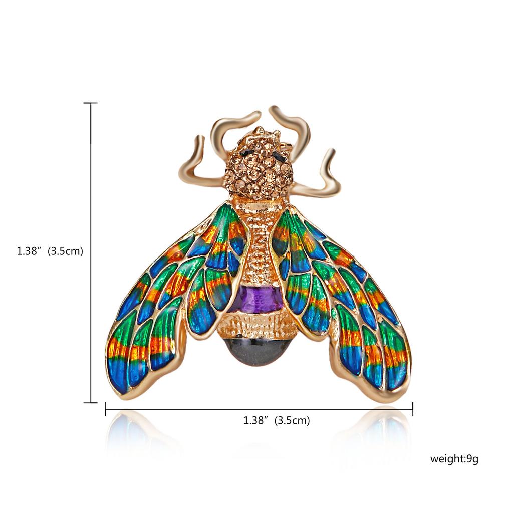 Rinhoo Delicate Little Bee Brooch Crystal Rhinestone Insect Ant Flying Bee Animal Honeybee Enamel Pins Broach Needle Badge Gifts