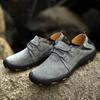 Genuine Leather Men's Hiking Shoes Casual Outdoor Trekking Walking Sneakers