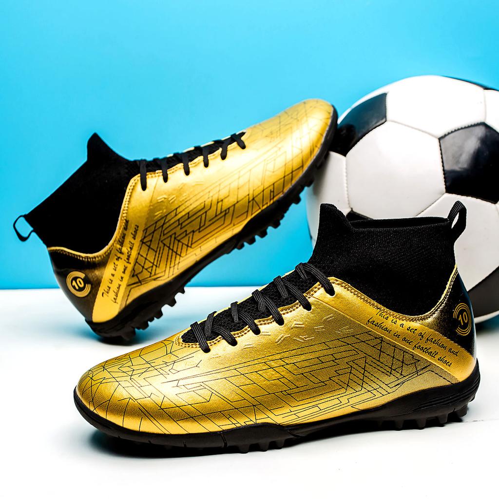 Fashion Men's Soccer Shoes TF Non-Slip Turf Soccer Cleats Lace Up Training Shoe High Quality Lightweight Sneaker High Top Football Boots