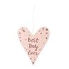 Pink Wooden Heart Pendant with Pink Writing - Best Day Ever