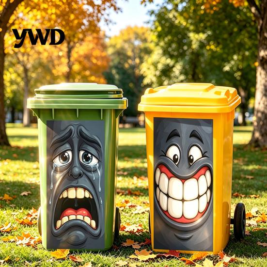 Cute Big Eye Trash Can Faces Funny Cartoon Sticker, Expression Decorative Removable PVC Stickers for Recycling Bins Adhesive Label, Waterproof