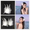 Super Fairy Feather Hair Clip: Korean White Hanfu & Mori Style Accessory