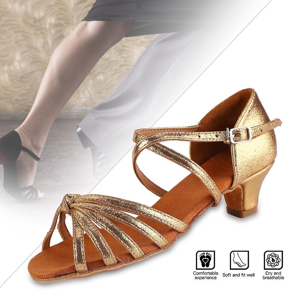 Soft Comfortable Latin Shoes Fashion Dance Shoe for Children Girl Gold Color 32