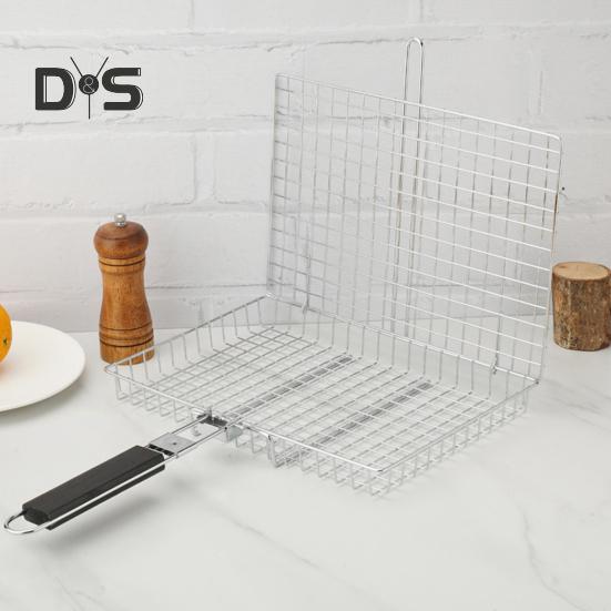 Корзина для гриля для рыбы и овощей, корзина для гриля из нержавеющей стали, переносная складная подставка для гриля для кемпинга и барбекю, для рыбы, овощей, креветок