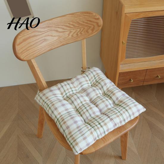 Comfortable Office Chair Pad Plaid Cushion with Ties, Soft Cozy Dining Pad, 16 Dormitory Student Seat x Inch Non-slip for Home Chair, Breathable
