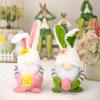 Easter Pinks Ears Plaid Rabbits Dwarf Doll Elfs Figurine Ornaments Home Decoration Supplies