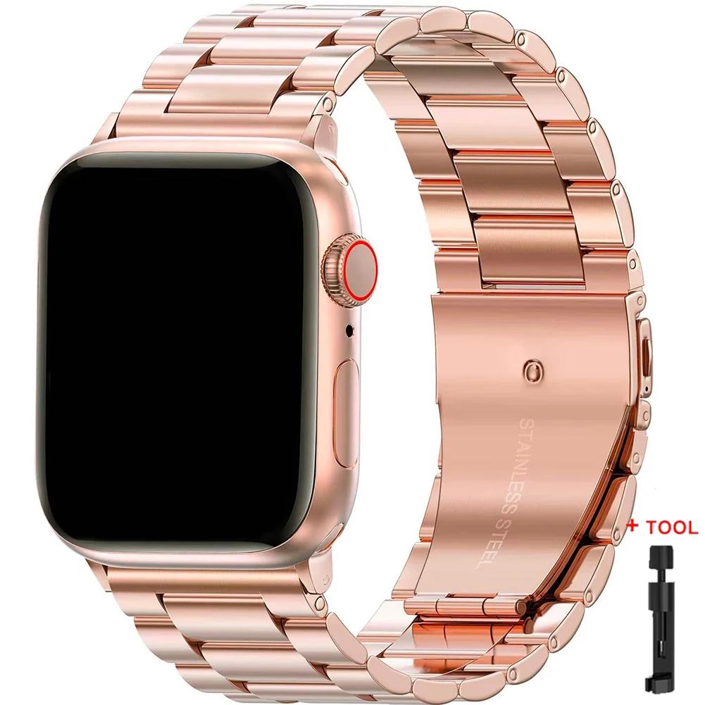 Ремешок из нержавеющей стали для Apple Watch S11 10 46мм 42мм Ultra 3 49мм 45мм 41мм 44мм Металлический ремешок для IWatch Серии 9 8 7 SE 6 5 4 3